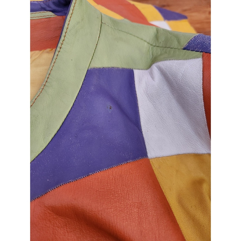 Y2K Colorful Patchwork Leather Jacket - image 10